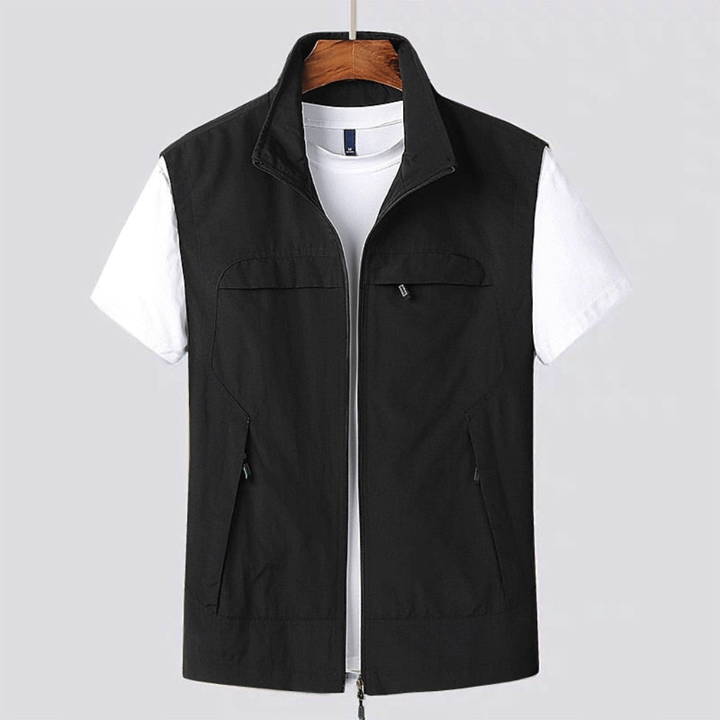 Men's Stand Collar Zip Vest - Breathable & Quick-Dry Design