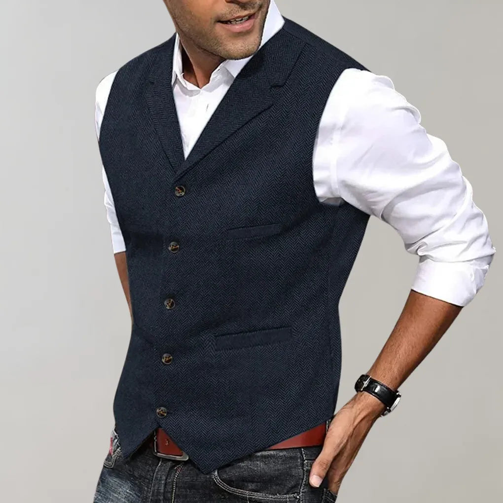 Men's Elegant Herringbone Suit Vest