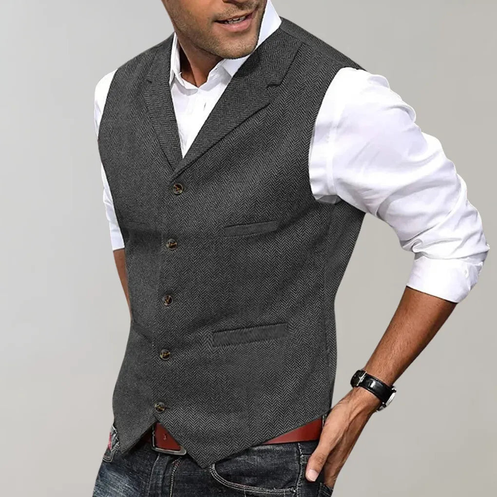 Men's Elegant Herringbone Suit Vest