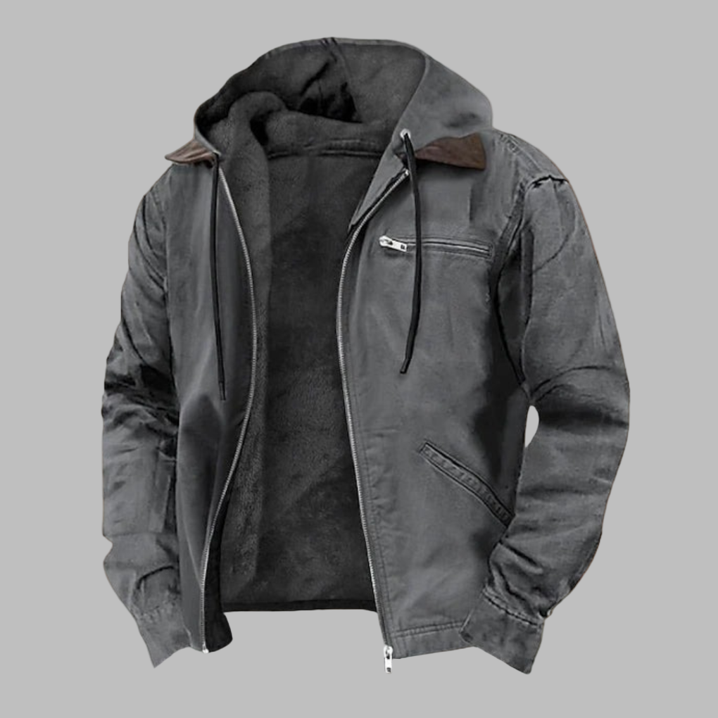 Men's Fleece-Lined Hooded Jacket for Comfort and Style