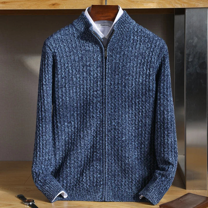 Men's Textured Waffle Knit Cardigan