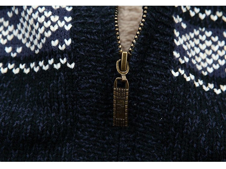 Men's Zip-Front Fleece-Lined Nordic Sweater