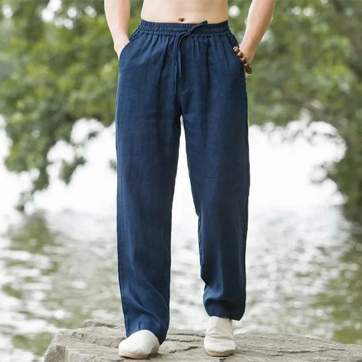 Men's Linen Blend Casual Straight-Leg Pants
