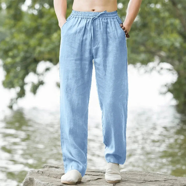 Men's Linen Blend Casual Straight-Leg Pants