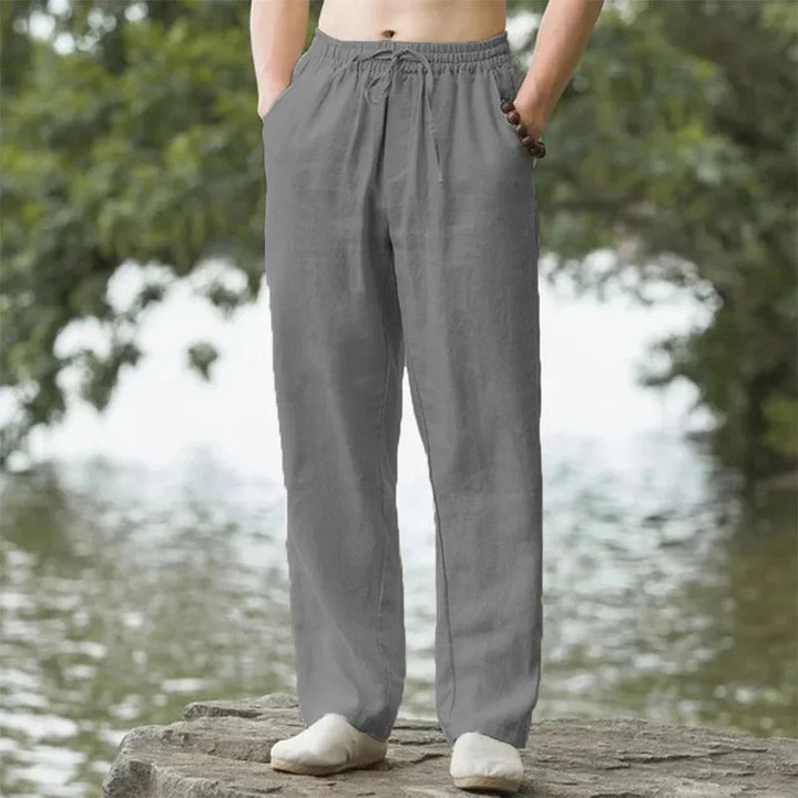 Men's Linen Blend Casual Straight-Leg Pants