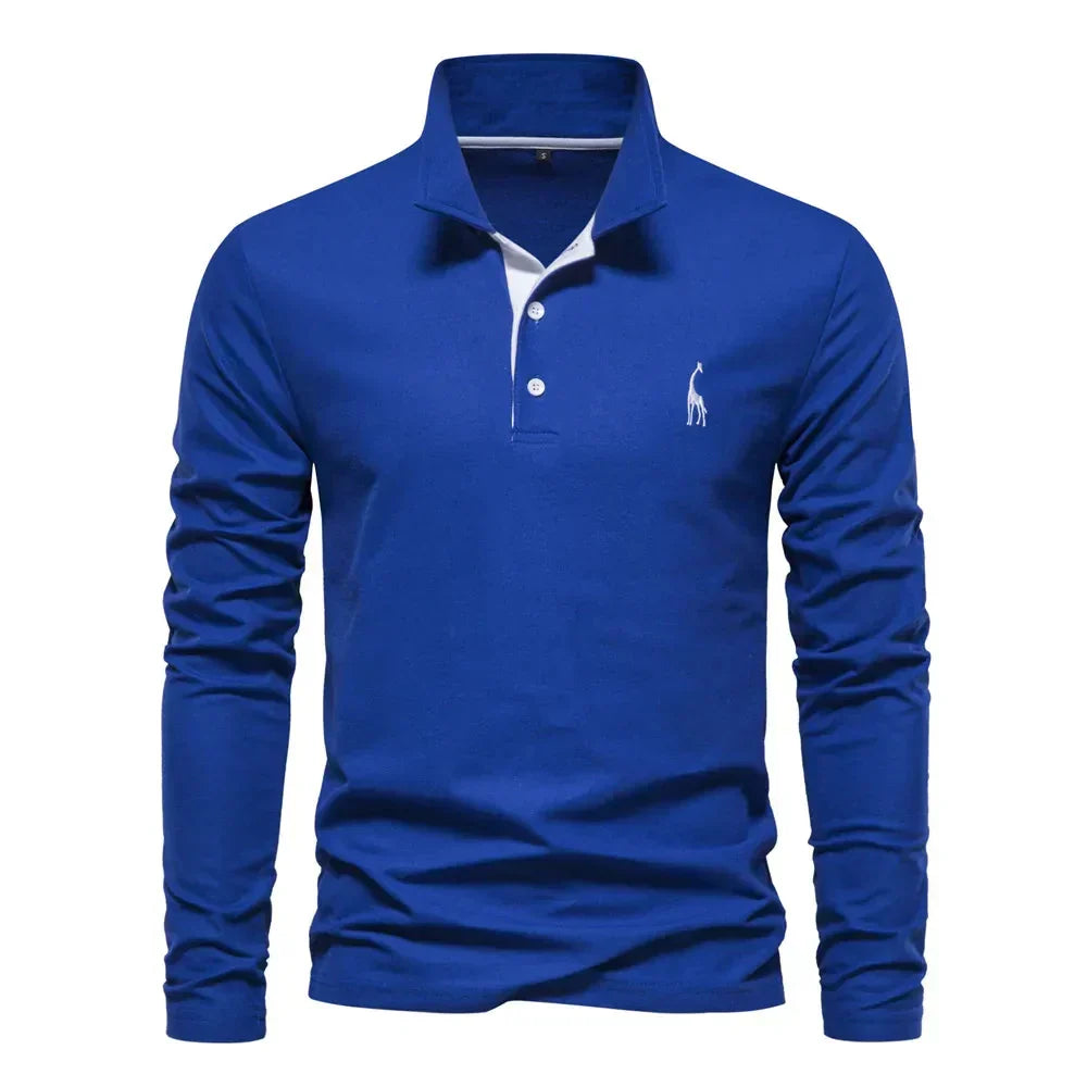 Men's Long Sleeve Embroidered Polo Shirt