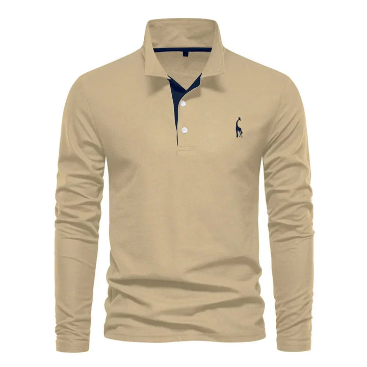 Men's Long Sleeve Embroidered Polo Shirt