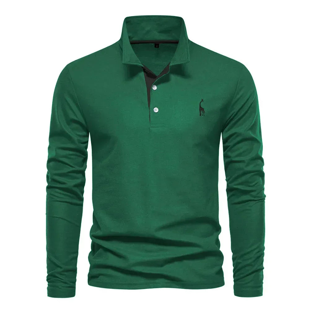 Men's Long Sleeve Embroidered Polo Shirt