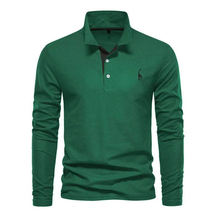 Men's Long Sleeve Embroidered Polo Shirt