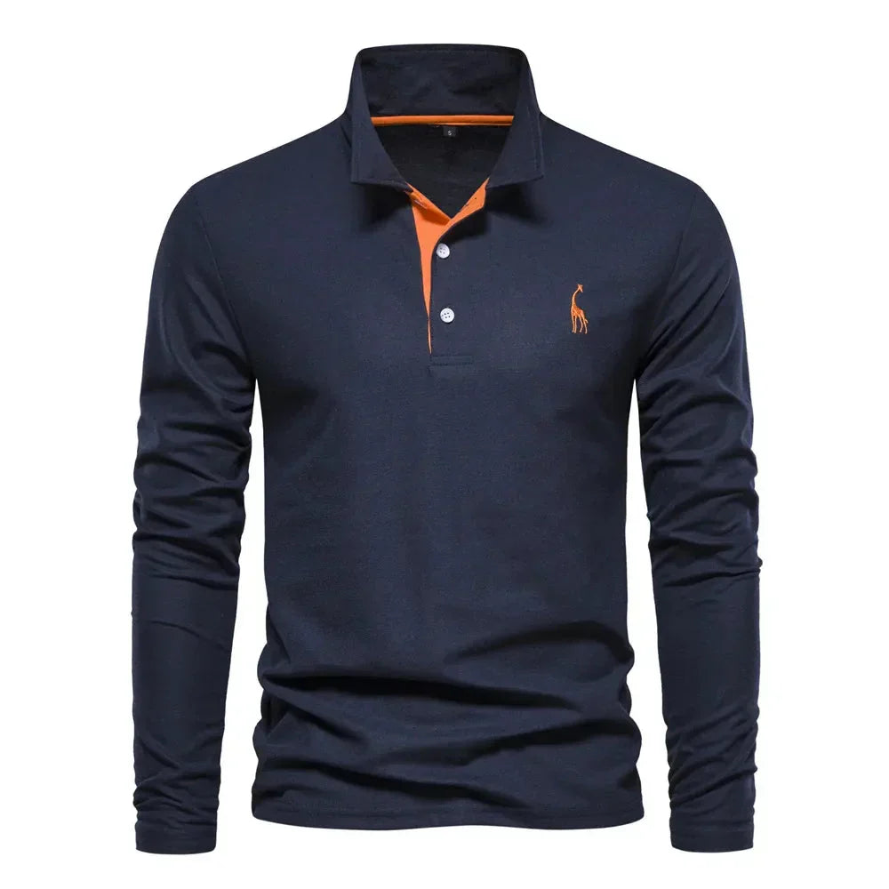 Men's Long Sleeve Embroidered Polo Shirt