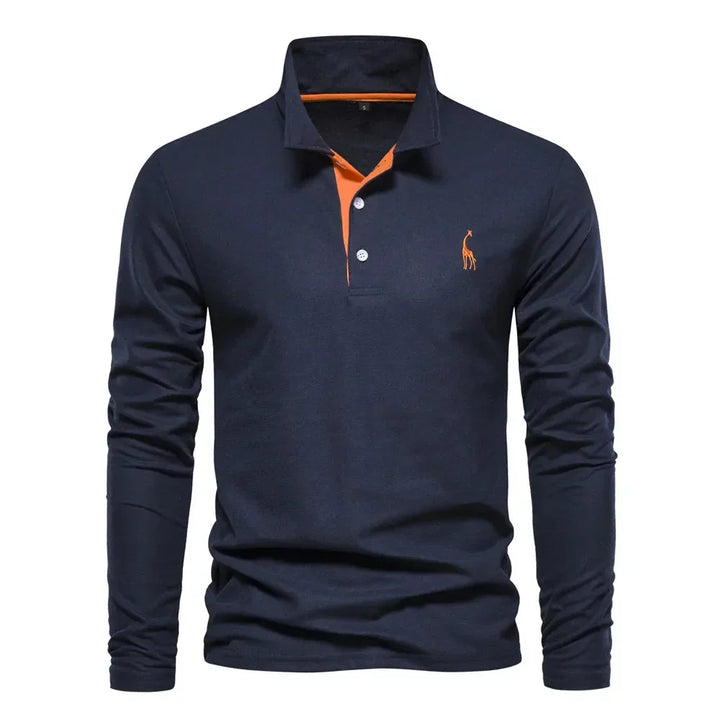 Men's Long Sleeve Embroidered Polo Shirt