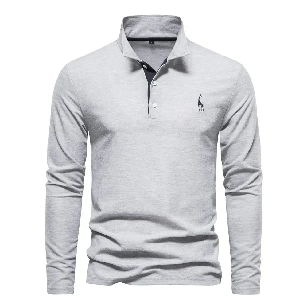 Men's Long Sleeve Embroidered Polo Shirt
