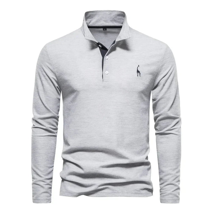 Men's Long Sleeve Embroidered Polo Shirt