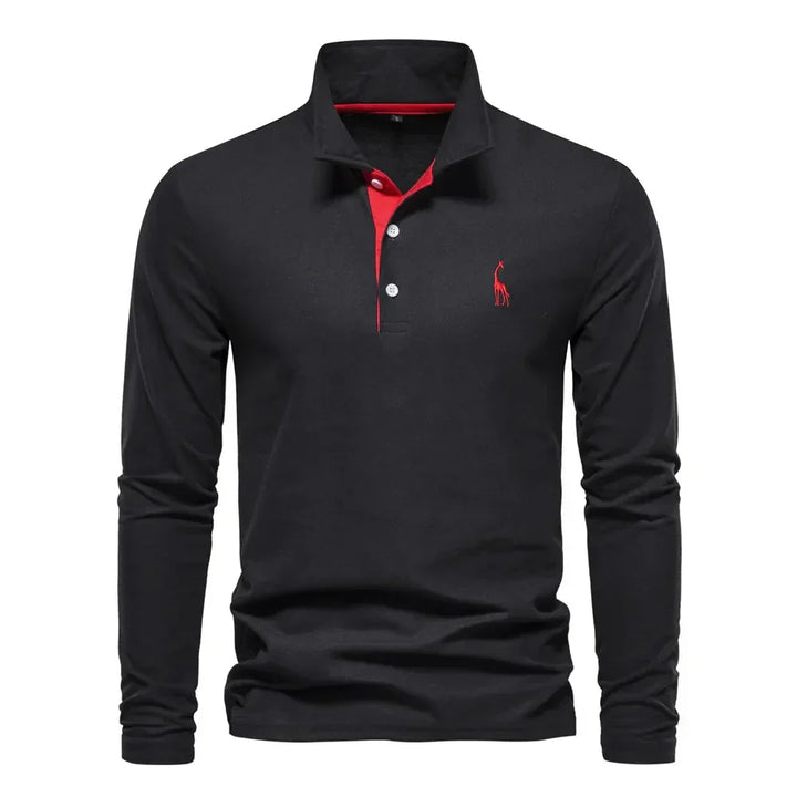 Men's Long Sleeve Embroidered Polo Shirt