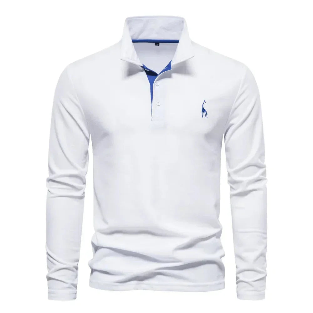 Men's Long Sleeve Embroidered Polo Shirt