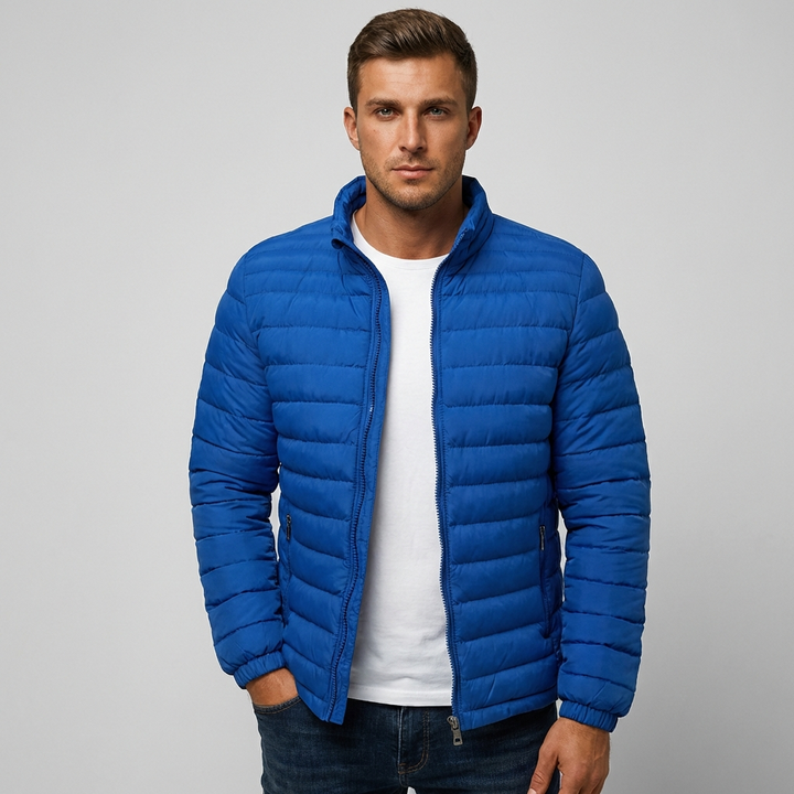 Men's Insulated Jacket with Stand-Up Collar