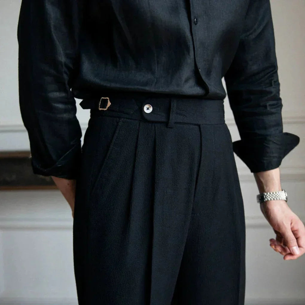 Men's Pleated Tailored Dress Trousers