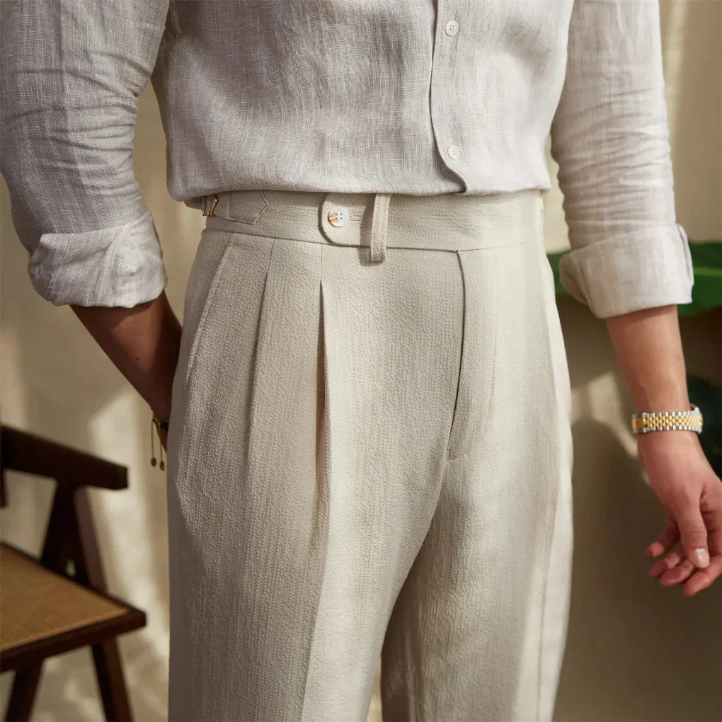 Men's Pleated Tailored Dress Trousers