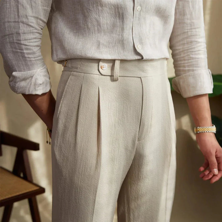 Men's Pleated Tailored Dress Trousers