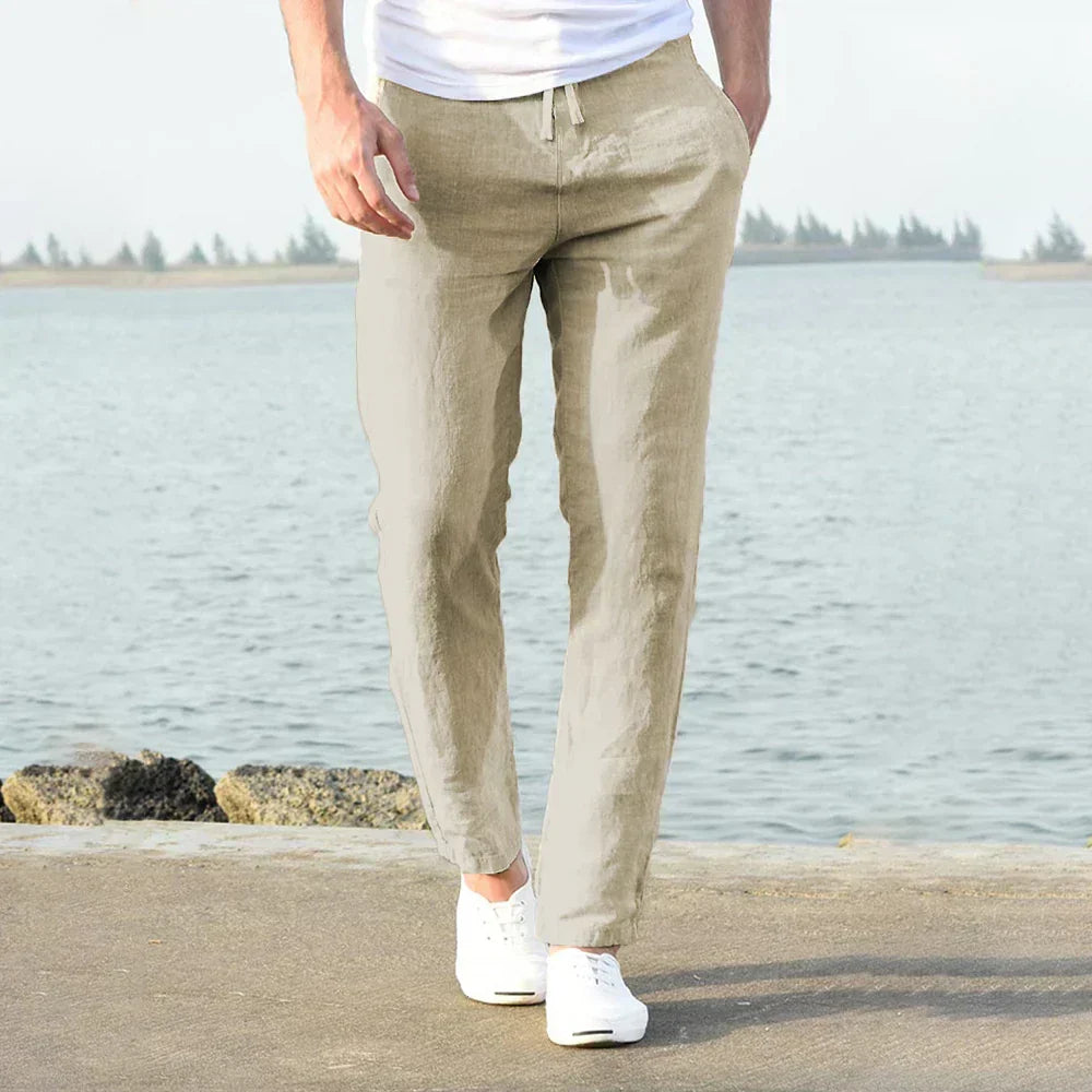 Men's Relaxed Fit Linen Drawstring Pants