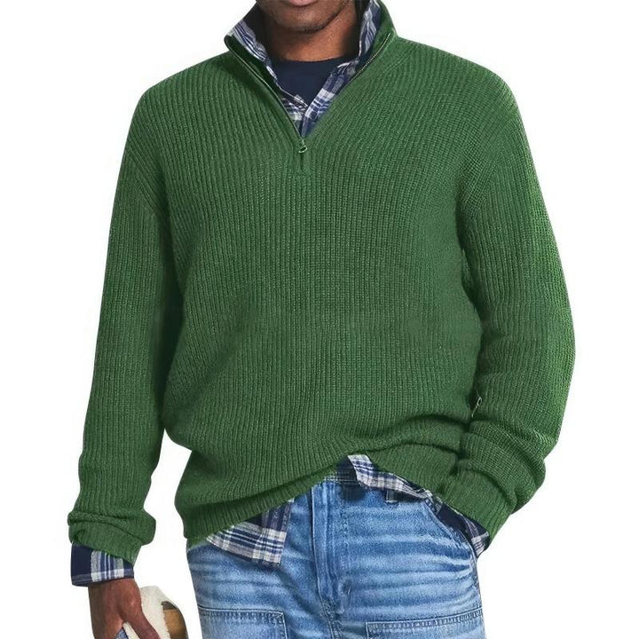 Men's Ribbed Knit Quarter-Zip Sweater
