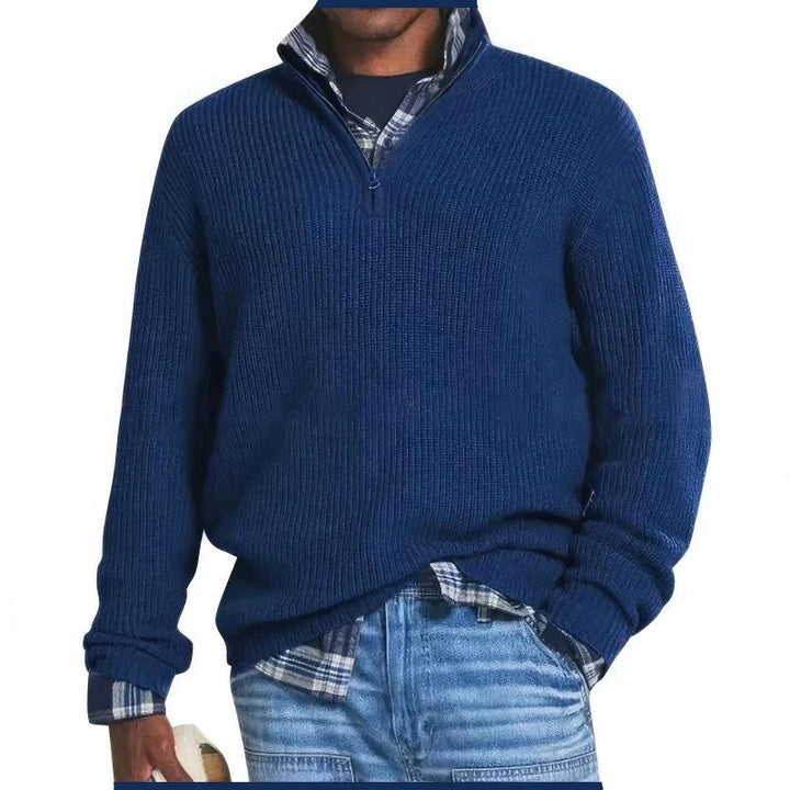 Men's Ribbed Knit Quarter-Zip Sweater