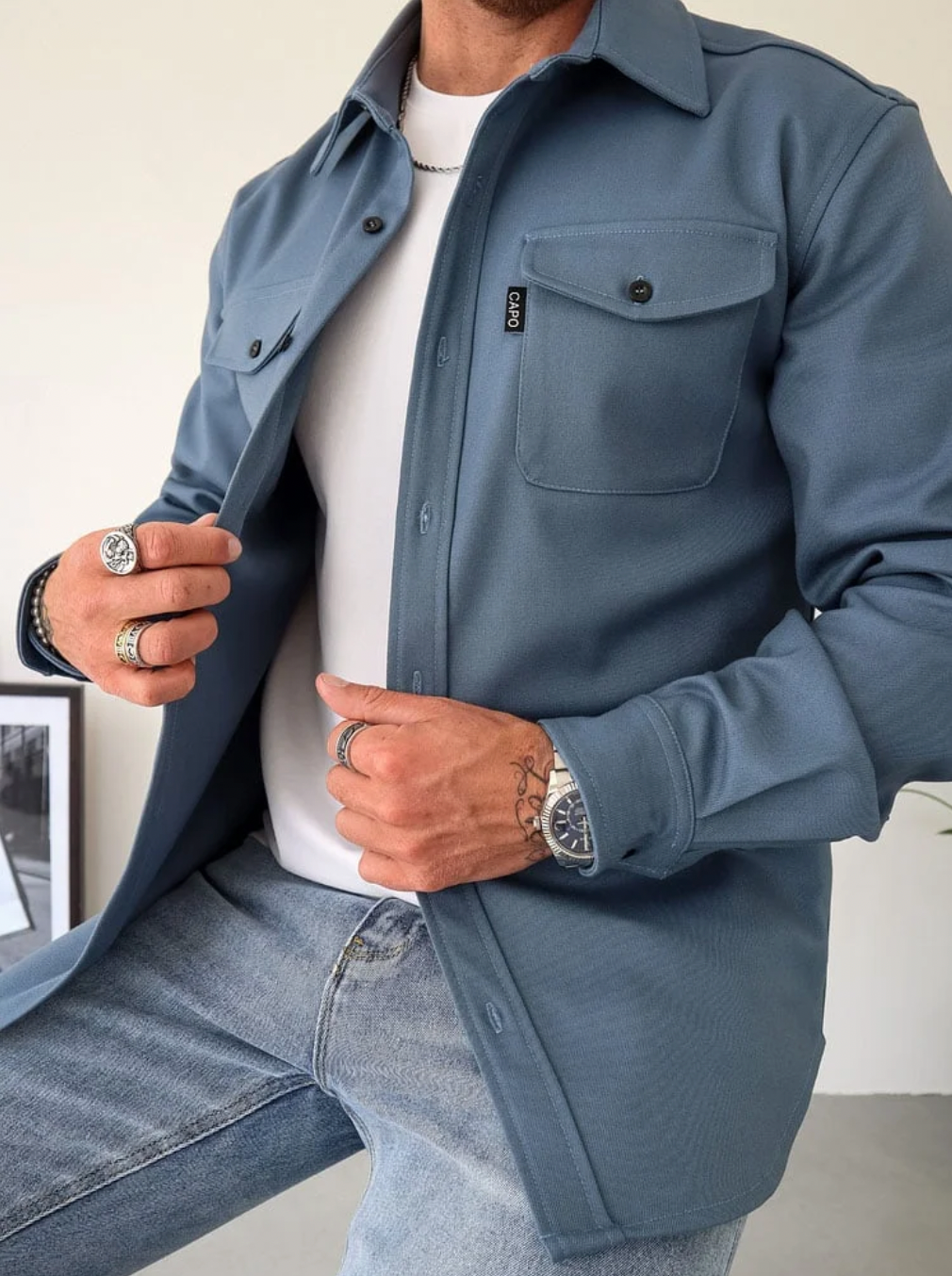Men's Versatile Cotton Blend Shirt Jacket