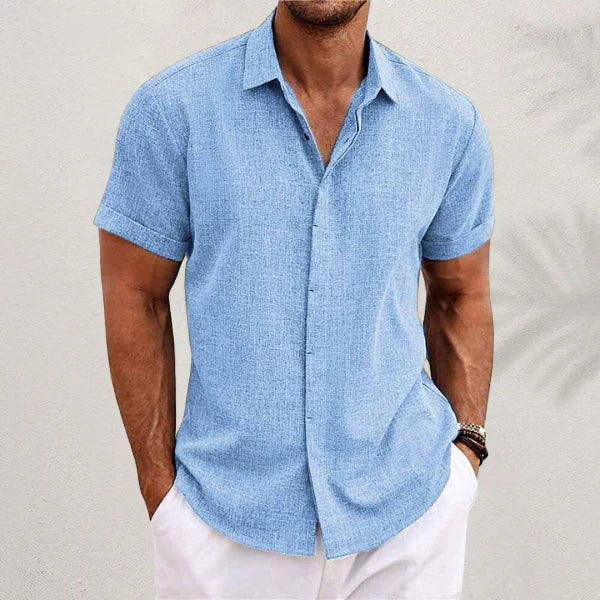 Men's Linen Blend Short Sleeve Shirt