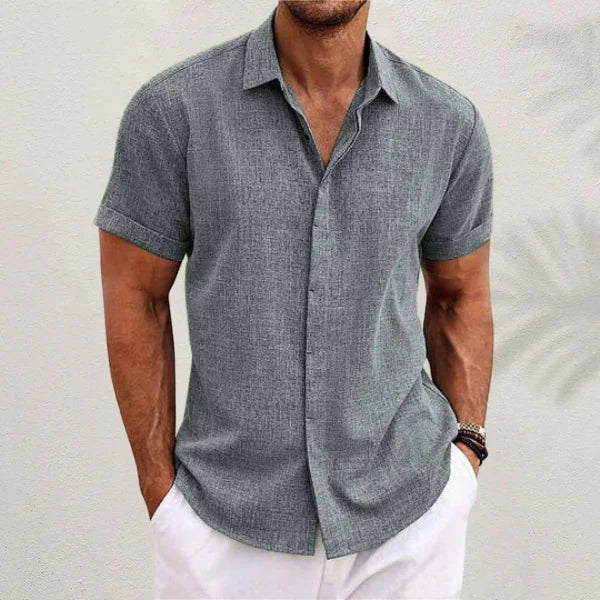 Men's Linen Blend Short Sleeve Shirt