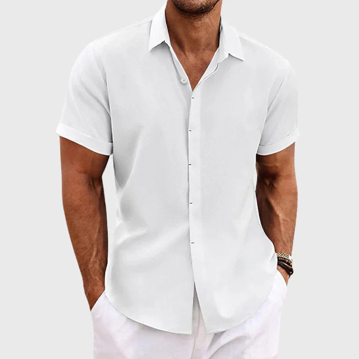 Men's Linen Blend Short Sleeve Shirt