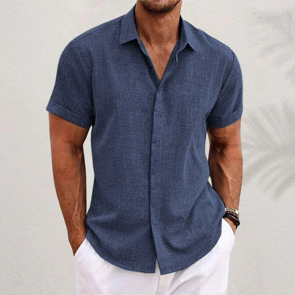 Men's Linen Blend Short Sleeve Shirt