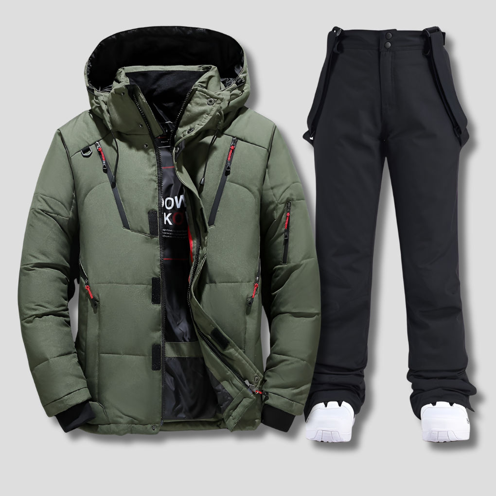 Men's Insulated Ski Suit with Hood for Cold Weather Adventures