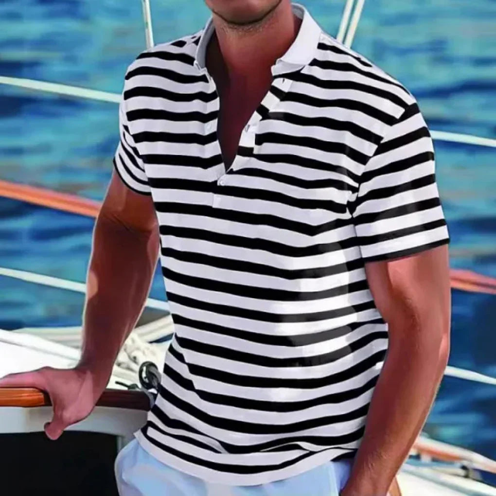 Men's Short Sleeve Striped Casual Shirt