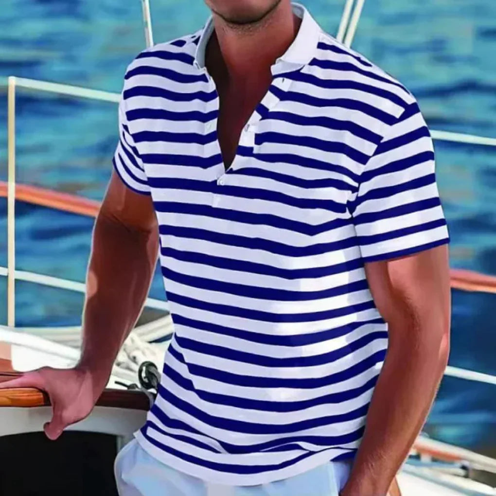 Men's Short Sleeve Striped Casual Shirt
