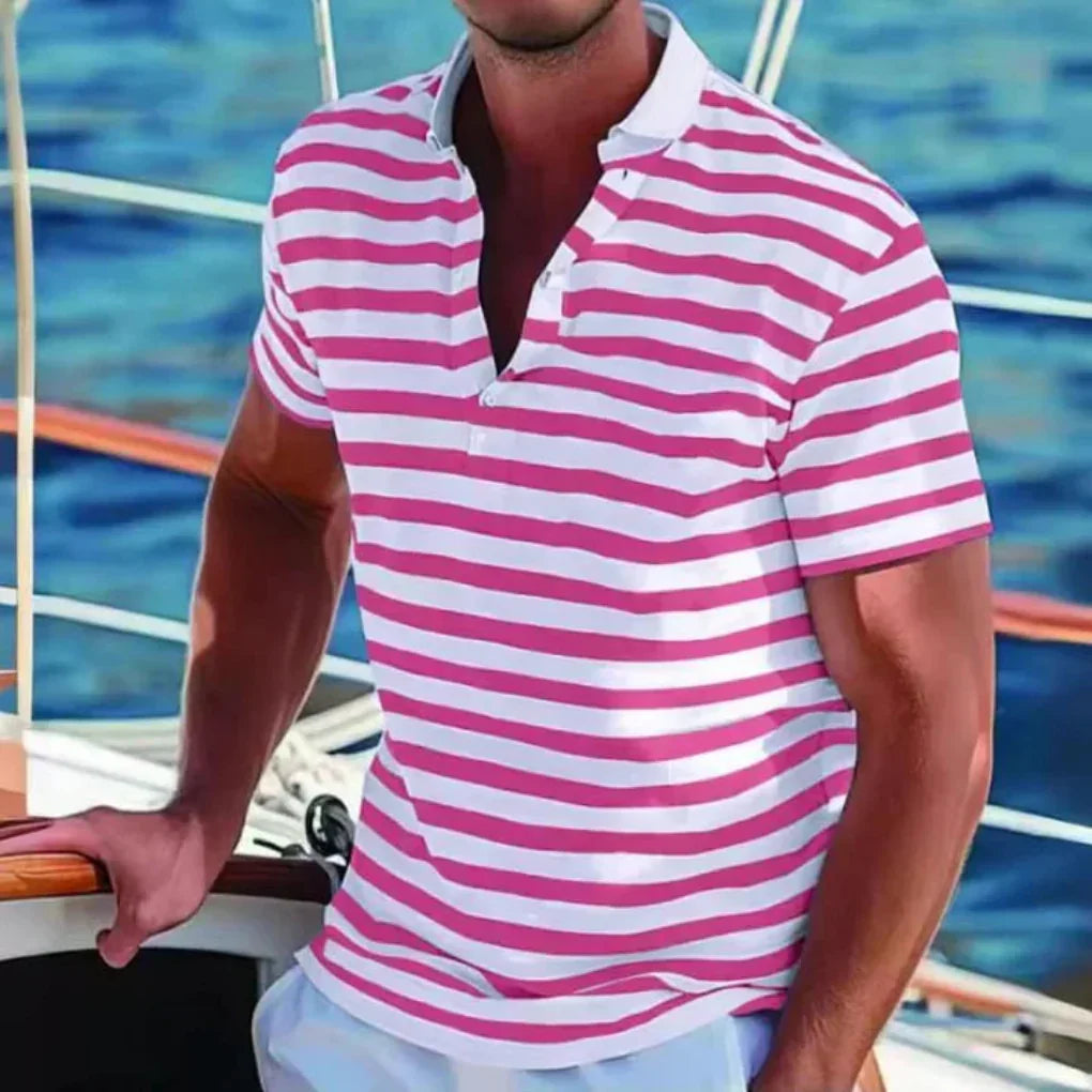 Men's Short Sleeve Striped Casual Shirt