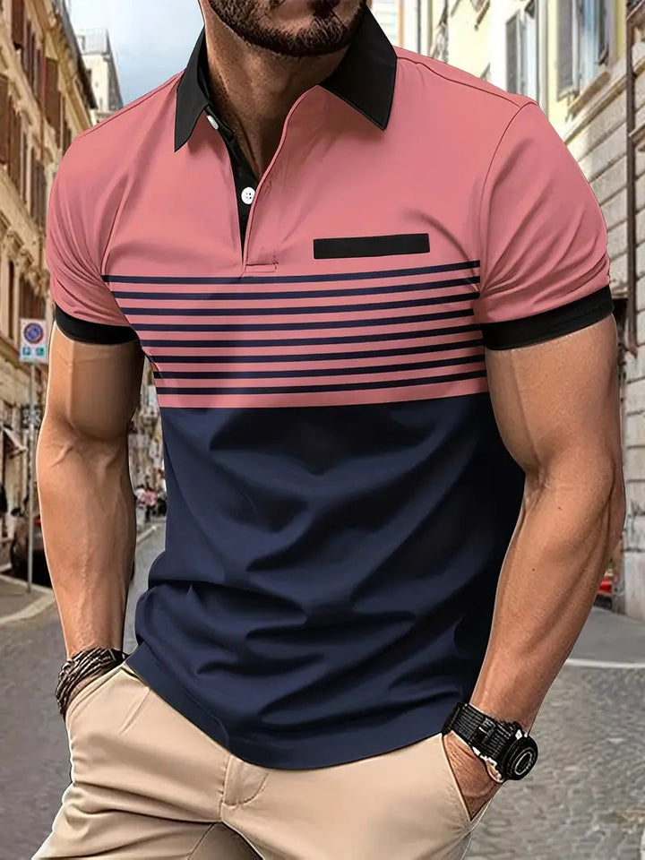 Men's Breathable Striped Polo Shirt for Comfort and Style