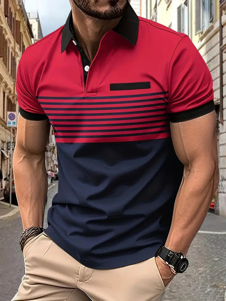 Men's Breathable Striped Polo Shirt for Comfort and Style