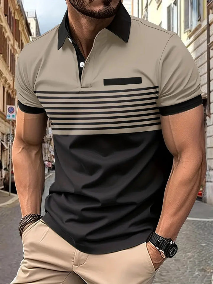 Men's Breathable Striped Polo Shirt for Comfort and Style