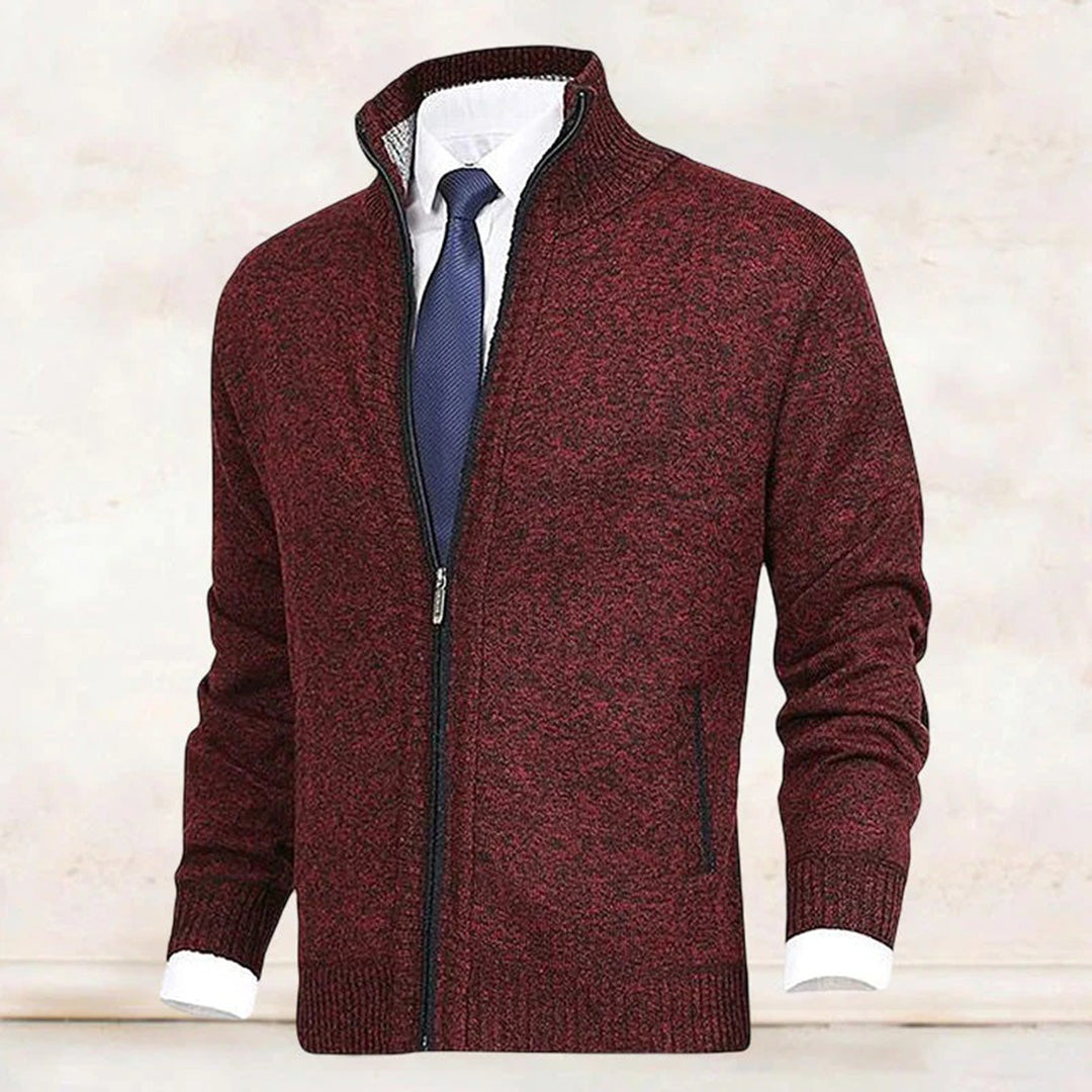 Men's Zip-Front Knit Stand-Collar Sweater