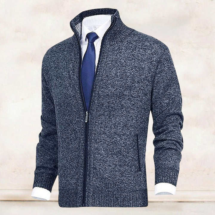 Men's Zip-Front Knit Stand-Collar Sweater