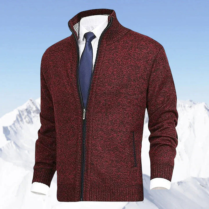 Men's Zip-Front Knit Stand-Collar Sweater