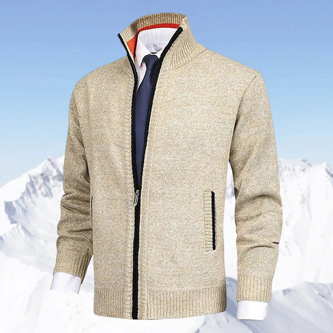 Men's Zip-Front Knit Stand-Collar Sweater