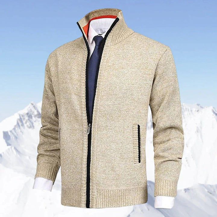Men's Zip-Front Knit Stand-Collar Sweater