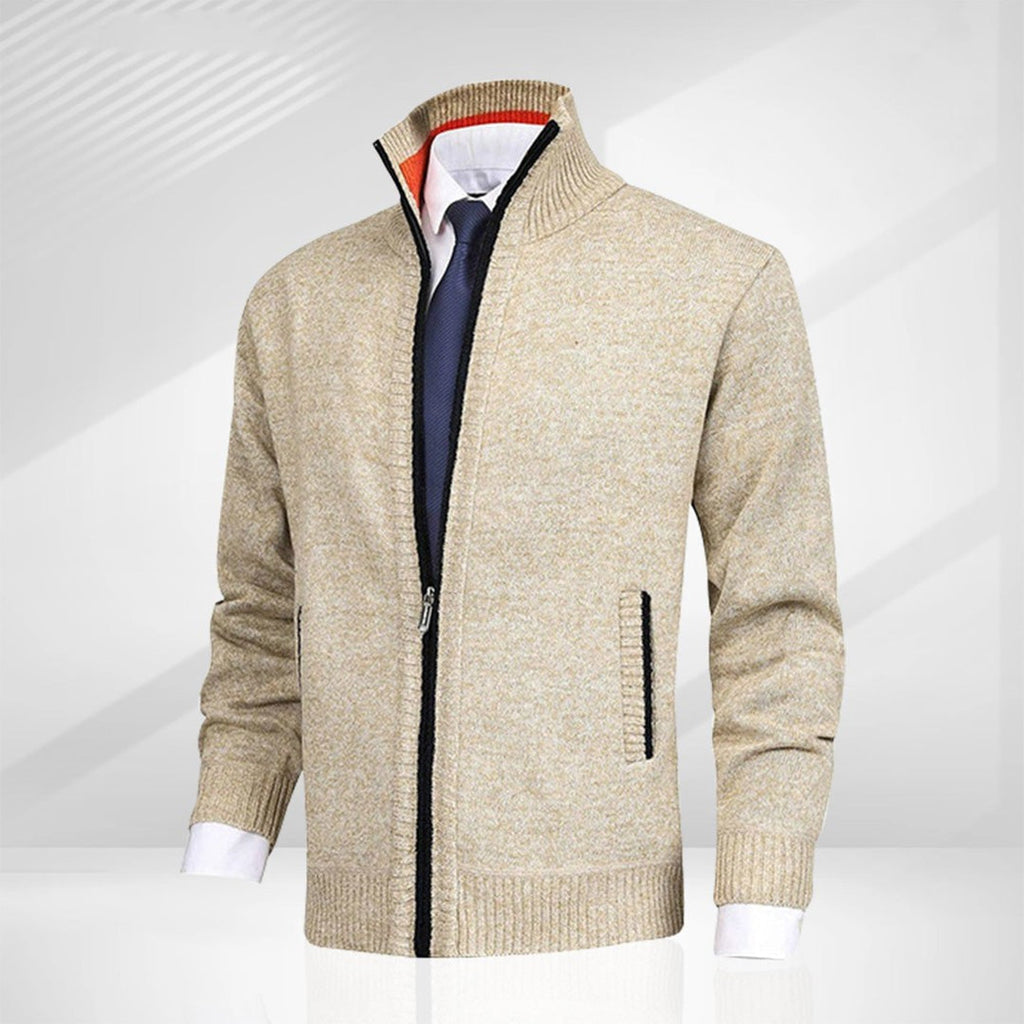 Men's Zip-Front Knit Stand-Collar Sweater