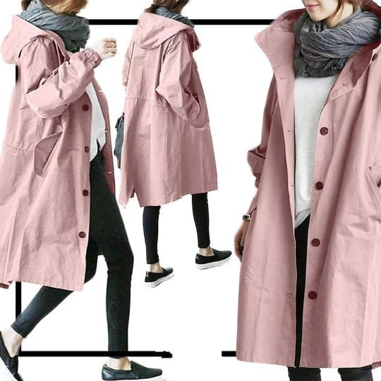 Women's Waterproof Windproof Trench Coat with Hood
