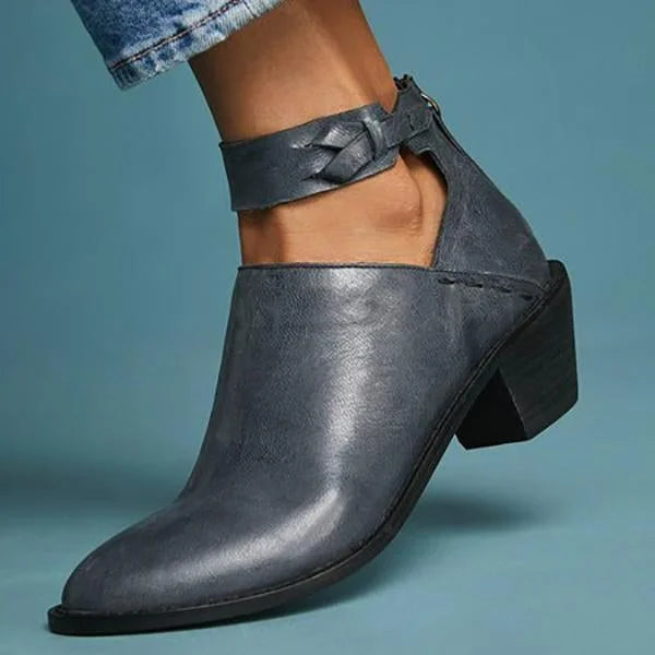 Women's Supportive Braided Strap Heeled Ankle Booties