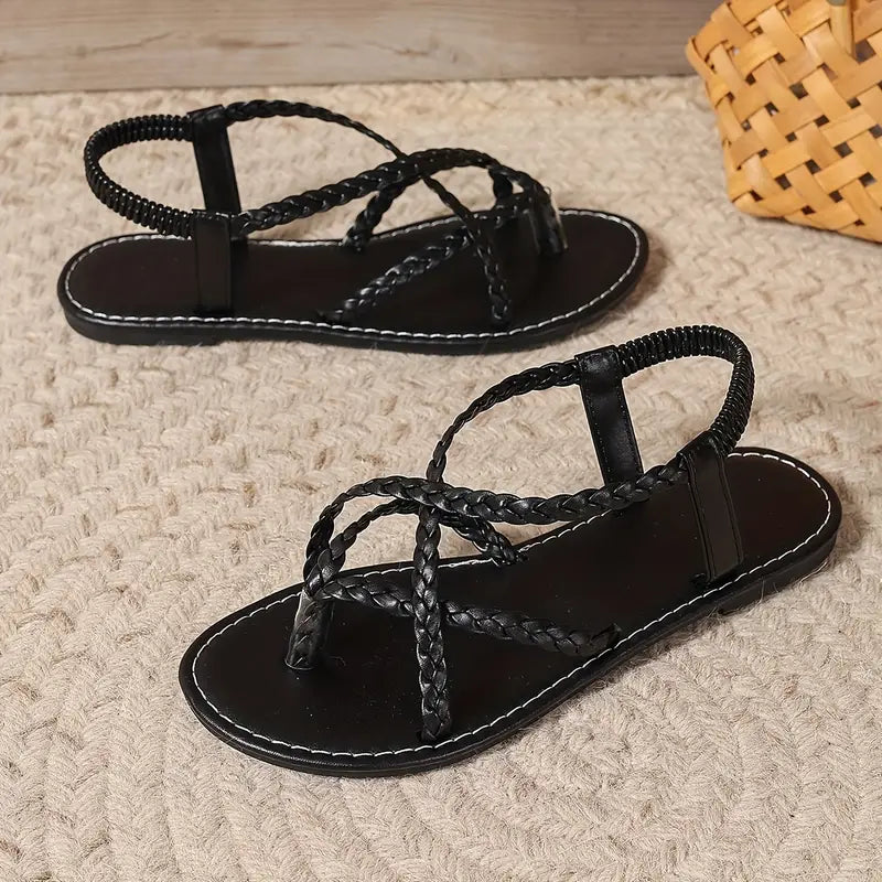Women's Comfortable Braided Strap Flat Sandals