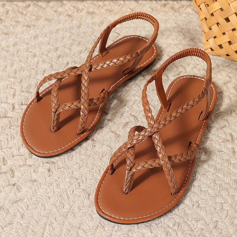Women's Comfortable Braided Strap Flat Sandals