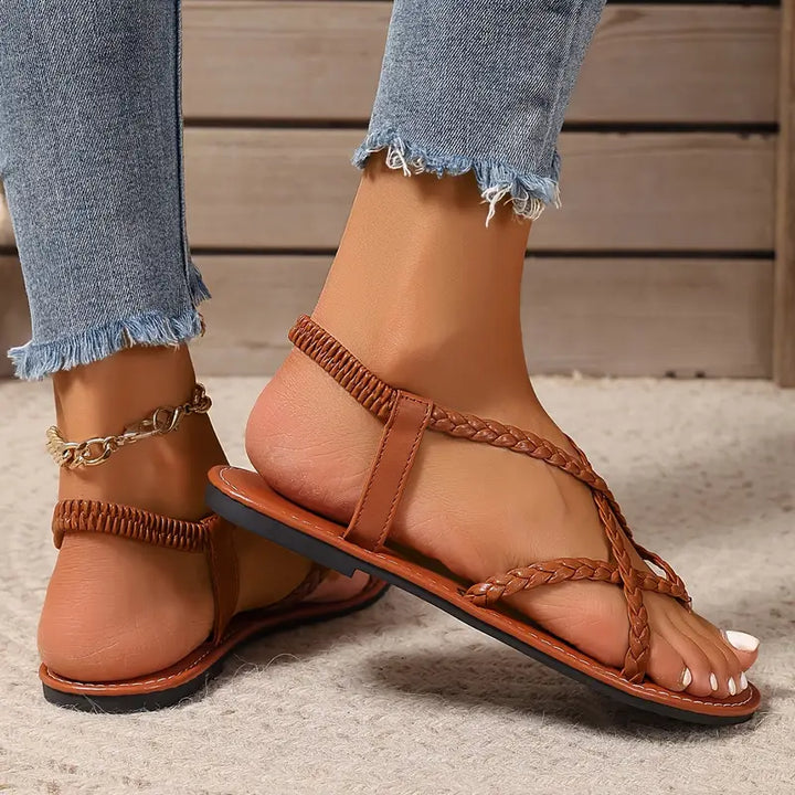 Women's Comfortable Braided Strap Flat Sandals