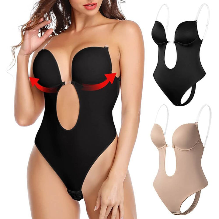 Women's Deep Plunge Backless Shaping Bodysuit